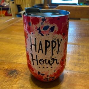 Happy Hour insulated flowered cup with lid